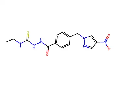 1-Ethyl-3-[[4-[(4-nitropyrazol-1-yl)methyl]benzoyl]amino]thiourea structure