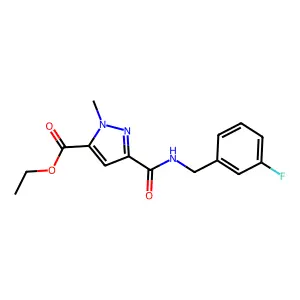ethyl 3-{[(3-fluorobenzyl)amino]carbonyl}-1-methyl-1H-pyrazole-5-carboxylate structure