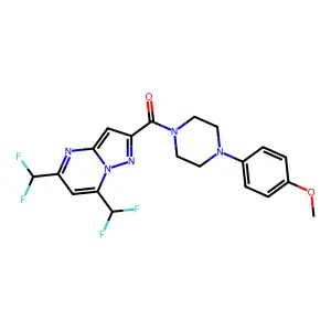 [5,7-bis(difluoromethyl)pyrazolo[1,5-a]pyrimidin-2-yl]-[4-(4-methoxyphenyl)piperazin-1-yl]methanone structure