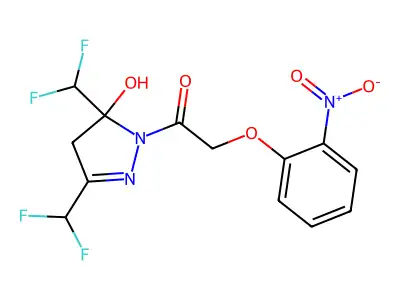 1-[3,5-bis(difluoromethyl)-5-hydroxy-4H-pyrazol-1-yl]-2-(2-nitrophenoxy)ethanone structure