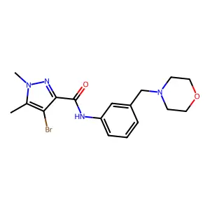4-bromo-1,5-dimethyl-N-[3-(morpholin-4-ylmethyl)phenyl]pyrazole-3-carboxamide structure
