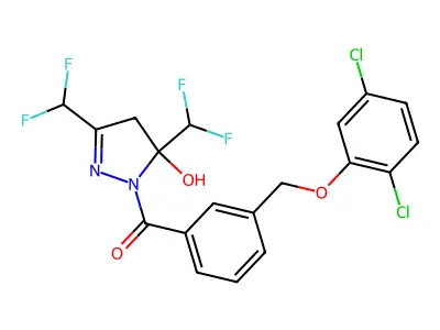 [3,5-bis(difluoromethyl)-5-hydroxy-4H-pyrazol-1-yl]-[3-[(2,5-dichlorophenoxy)methyl]phenyl]methanone structure