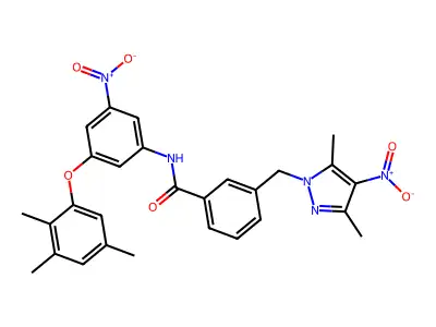 3-[(3,5-dimethyl-4-nitropyrazol-1-yl)methyl]-N-[3-nitro-5-(2,3,5-trimethylphenoxy)phenyl]benzamide structure