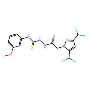 2-{[3,5-bis(difluoromethyl)-1H-pyrazol-1-yl]acetyl}-N-(3-methoxyphenyl)hydrazinecarbothioamide structure