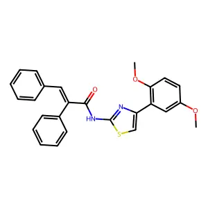 (E)-N-[4-(2,5-dimethoxyphenyl)-1,3-thiazol-2-yl]-2,3-diphenylprop-2-enamide structure