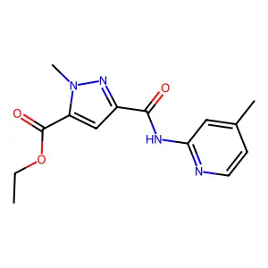 ethyl 2-methyl-5-[(4-methylpyridin-2-yl)carbamoyl]pyrazole-3-carboxylate structure
