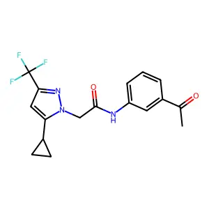N-(3-acetylphenyl)-2-[5-cyclopropyl-3-(trifluoromethyl)pyrazol-1-yl]acetamide structure