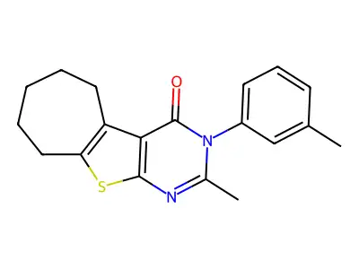 2-methyl-3-(3-methylphenyl)-3,5,6,7,8,9-hexahydro-4H-cyclohepta[4,5]thieno[2,3-d]pyrimidin-4-one structure
