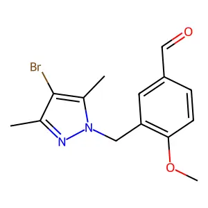 3-[(4-bromo-3,5-dimethyl-1H-pyrazol-1-yl)methyl]-4-methoxybenzaldehyde structure