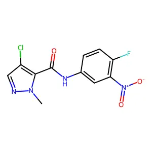 4-chloro-N-(4-fluoro-3-nitrophenyl)-1-methyl-1H-pyrazole-5-carboxamide structure
