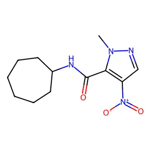 1H-Pyrazole-5-carboxamide, N-cycloheptyl-1-methyl-4-nitro- structure