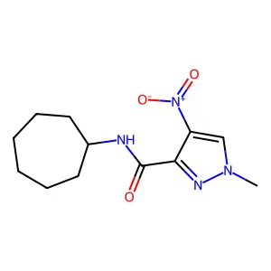 N-cycloheptyl-4-nitro-1-methyl-1H-pyrazole-3-carboxamide structure