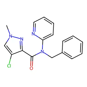 N-benzyl-4-chloro-1-methyl-N-pyridin-2-ylpyrazole-3-carboxamide structure