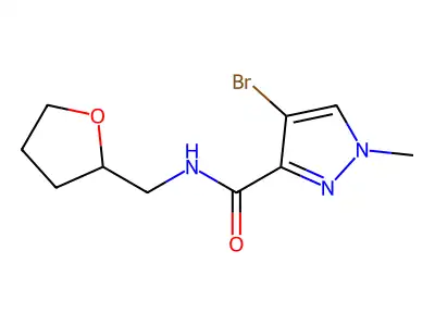 4-bromo-1-methyl-N-(oxolan-2-ylmethyl)pyrazole-3-carboxamide structure