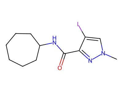 N-cycloheptyl-4-iodo-1-methyl-1H-pyrazole-3-carboxamide structure