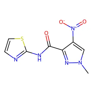 4-nitro-1-methyl-N-(1,3-thiazol-2-yl)-1H-pyrazole-3-carboxamide structure