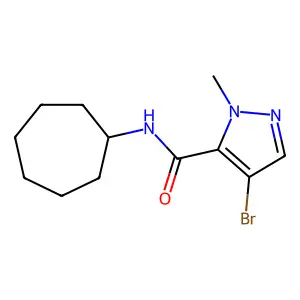 4-bromo-N-cycloheptyl-1-methyl-1H-pyrazole-5-carboxamide structure