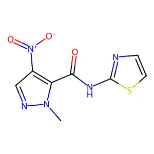 1-Methyl-4-nitro-N-(thiazol-2-yl)-1H-pyrazole-5-carboxamide structure