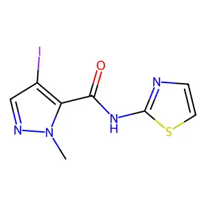 4-iodo-1-methyl-N-(1,3-thiazol-2-yl)-1H-pyrazole-5-carboxamide structure