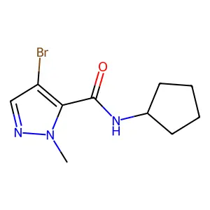 4-bromo-N-cyclopentyl-1-methyl-1H-pyrazole-5-carboxamide structure