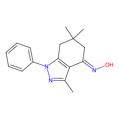 (NE)-N-(3,6,6-trimethyl-1-phenyl-5,7-dihydroindazol-4-ylidene)hydroxylamine structure