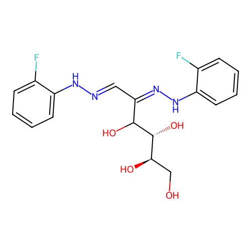 (2R,3S,5Z,6E)-5,6-Bis((2-fluorophenyl)hydrazinylidene)hexane-1,2,3,4-tetrol structure