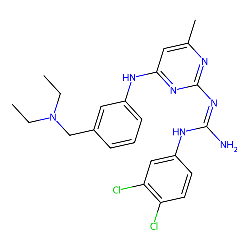 1-(3,4-dichlorophenyl)-2-[4-[3-(diethylaminomethyl)anilino]-6-methylpyrimidin-2-yl]guanidine structure