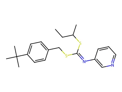 Carbonimidodithioic acid, 3-pyridinyl-, (4-(1,1-dimethylethyl)phenyl)methyl1-methylpropyl ester structure