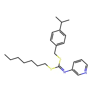 Heptyl (4-(1-methylethyl)phenyl)methyl 3-pyridinylcarbonimidodithioate structure