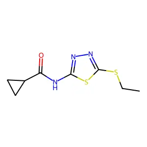 N-[5-(ethylsulfanyl)-1,3,4-thiadiazol-2-yl]cyclopropanecarboxamide structure