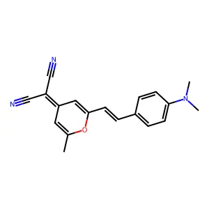 [2-[2-[4-(dimethylamino)phenyl]vinyl]-6-methyl-4H-pyran-4-ylidene]malononitrile structure