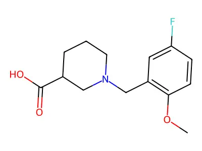 1-[(5-Fluoro-2-methoxyphenyl)methyl]piperidine-3-carboxylic acid structure