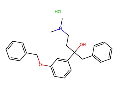 3-Dimethylamino-1-(3'-benzyloxyphenyl)-1-benzylpropan-1-ol hydrochloride structure
