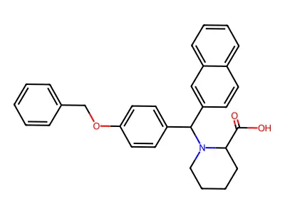 1-[naphthalen-2-yl-(4-phenylmethoxyphenyl)methyl]piperidine-2-carboxylic Acid structure