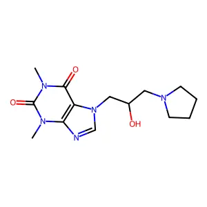 7-(2-Hydroxy-3-(1-pyrrolidinyl)propyl)theophylline structure