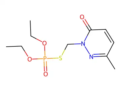 Phosphorothioic acid, O,O-diethyl ester, S-ester with 2-(mercaptomethyl)-6-methyl-3(2H)-pyridazinone structure