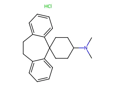 Spiro(5H-dibenzo(a,d)cycloheptene-5,1'-cyclohexan)-4'-amine, 10,11-dihydro-N,N-dimethyl-, hydrochloride structure