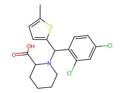 1-[(2,4-dichlorophenyl)-(5-methylthiophen-2-yl)methyl]piperidine-2-carboxylic Acid structure