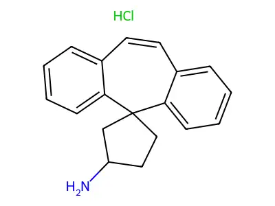 Spiro(5H-dibenzo(a,d)cycloheptene-5,1'-cyclopentan)-3'-amine, hydrochloride structure