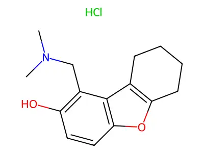 2-Dibenzofuranol, 6,7,8,9-tetrahydro-1-((dimethylamino)methyl)-, hydrochloride structure
