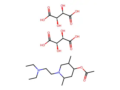 D-1-(2-(Diethylamino)ethyl)-2,5-dimethyl-4-piperidinol acetate ditartrate dihydrate structure