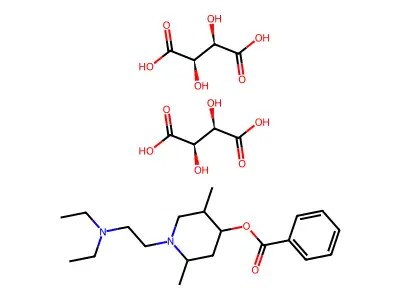 D-1-(2-(Diethylamino)ethyl)-2,5-dimethyl-4-piperidinol benzoate ditartrate structure