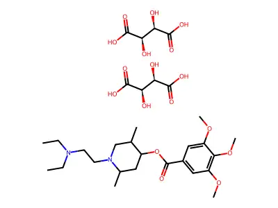 D-1-(2-(Diethylamino)ethyl)-2,5-dimethyl-4-piperidinol-3,4,5-trimethoxybenzoate ditartrate structure