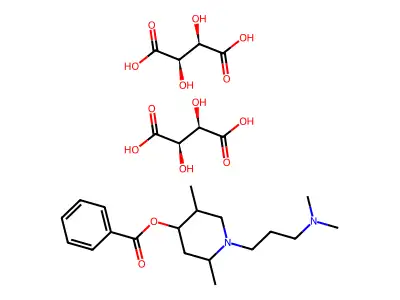 D-2,5-Dimethyl-1-(3-(dimethylamino)propyl)-4-piperidinol benzoate ditartrate dihydrate structure