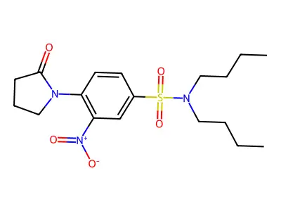 N,N-dibutyl-3-nitro-4-(2-oxopyrrolidin-1-yl)benzenesulfonamide structure