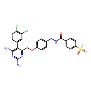 4-[[4-[[2,6-diamino-5-(3,4-dichlorophenyl)pyrimidin-4-yl]methoxy]phenyl]methylcarbamoyl]benzenesulfonyl fluoride structure