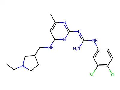 1-(3,4-dichlorophenyl)-2-[4-[(1-ethylpyrrolidin-3-yl)methylamino]-6-methylpyrimidin-2-yl]guanidine structure