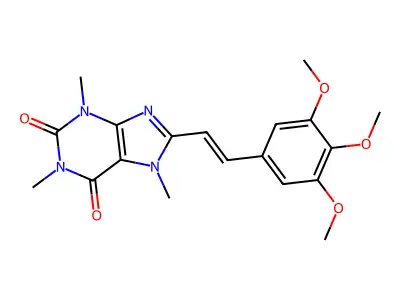 (E)-1,3,7-Trimethyl-8-(3,4,5-trimethoxystyryl)-1H-purine-2,6(3H,7H)-dione structure