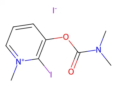 Pyridinium, 3-hydroxy-2-iodo-1-methyl-, iodide, dimethylcarbamate structure