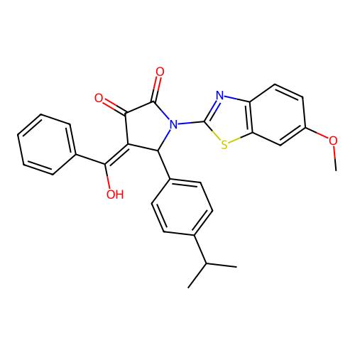 (4E)-4-[hydroxy(phenyl)methylidene]-1-(6-methoxy-1,3-benzothiazol-2-yl)-5-(4-propan-2-ylphenyl)pyrrolidine-2,3-dione structure